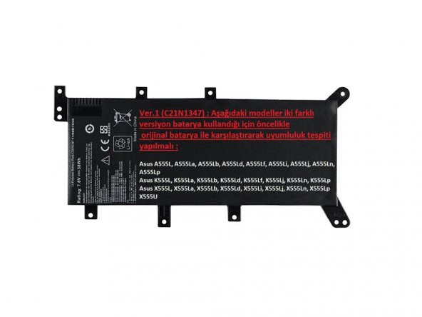 Asus R511U, R51U, R556U Notebook Batarya - Pil (Retro) Ver.1 - 4