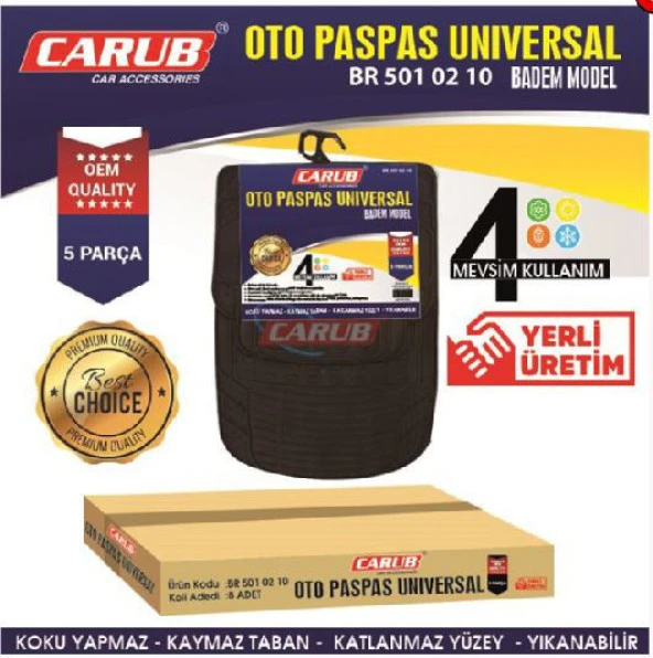 CARUB UNIVERSAL 5 PARÇA PASPAS SİYAH BADEM MODEL