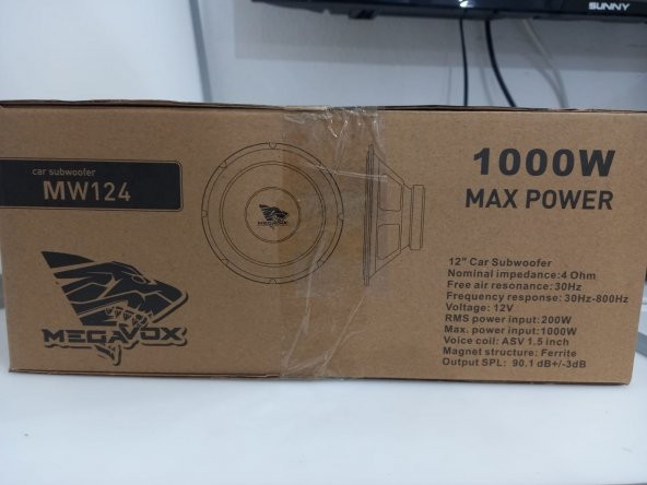 PTTAVM: Megavox MW124 Oto Subwoofer 30 cm 200RMS 1000 Watt Max