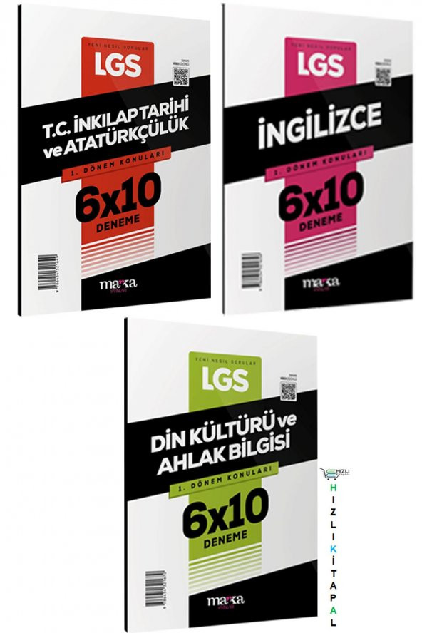 2023 LGS 1.Dönem İngilizce-İnkilap-Din Kültürü Deneme Seti 3 Ders-18 deneme Marka Yayınları