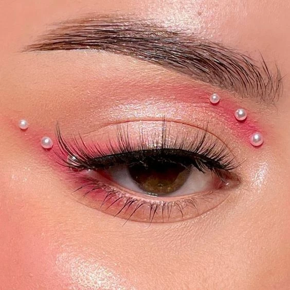 Taş Sticker Açık Pembe Kalpler Yapışkanlı Saç , Yüz Ve Tırnak Taşı Işıltılı Parlak - 6