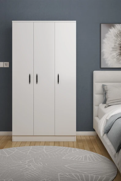 ABETE 3 Kapılı Gardırop (ELBİSE DOLABI-YÜKLÜK-KİLER) / Beyaz - 2