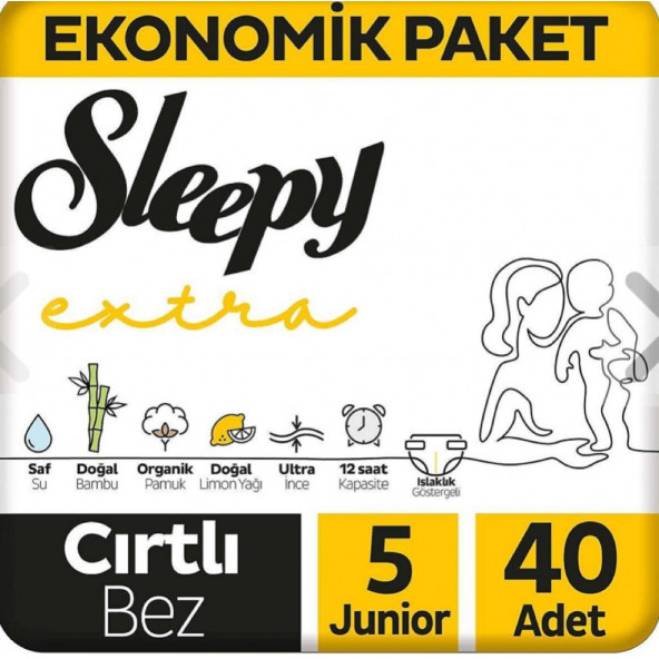 Sleepy Extra Günlük Aktivite Bebek Bezi 5 Numara Junior 40 Adet