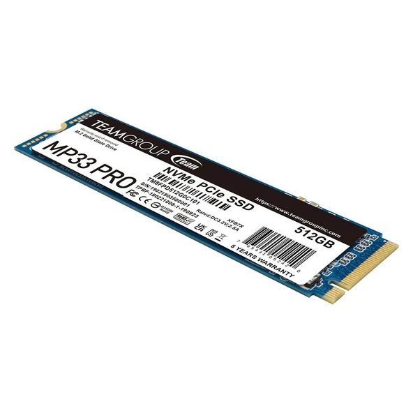 Team MP33 Pro 512GB 3500/3000MB/s NVMe PCIe Gen3x4 M.2 SSD Disk (TM8FPD512G0C101) - 3