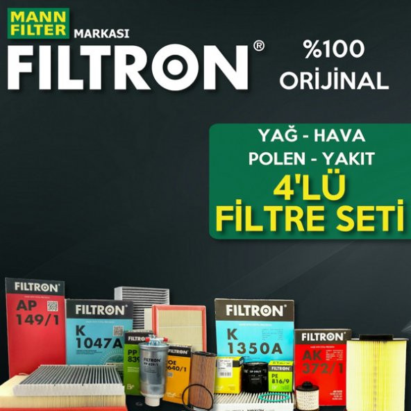 Citroen C4 1.6 Vti Filtron Filtre Bakım Seti 2011-2015 4lü