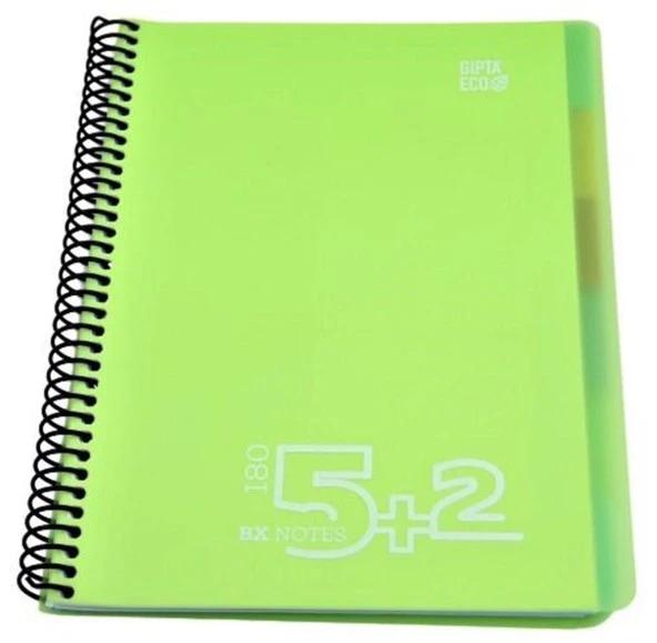 Gıpta Bx Notes Spiralli Plastik Kapak Defter A4 180 Yaprak 5+2 Seperatörlü Kareli+Çizgili 6 Lı Paket