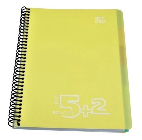 Gıpta Bx Notes Spiralli Plastik Kapak Defter A4 180 Yaprak 5+2 Seperatörlü Kareli+Çizgili 6 Lı Paket - 2
