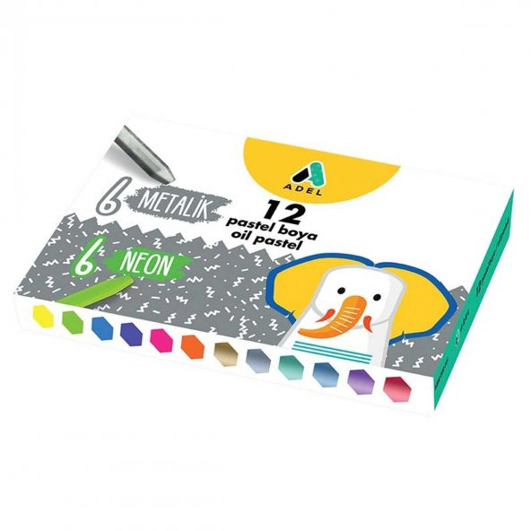 Metalik Pastel Boya ve Neon Pastel Boya 2 si 1 Arada 12 Renk Pastel Boya