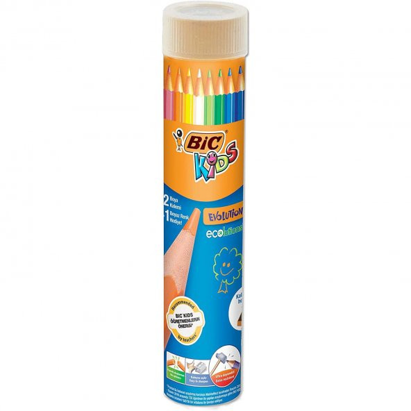 BIC Evolution Kuru Boya Kalemi 12+1 Renkli Kalemtraş Hediyeli Metal Tüp Boya Kalemi