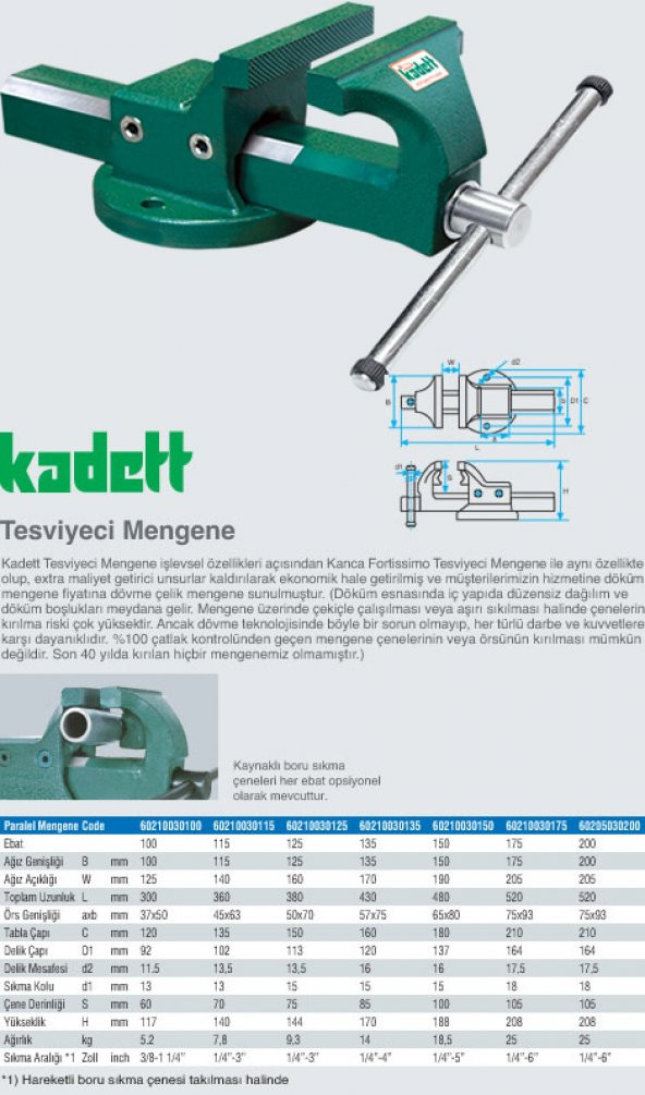 Kadett Kanca Tesviyeci Mengene 150LİK - 2