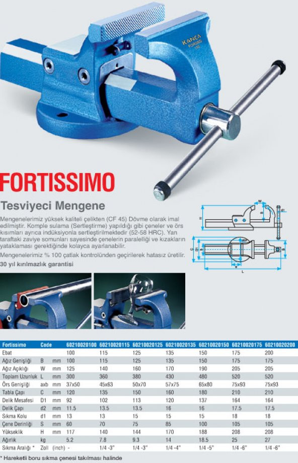 Fortissimo Kanca Tesviyeci Mengene 100LÜK - 3
