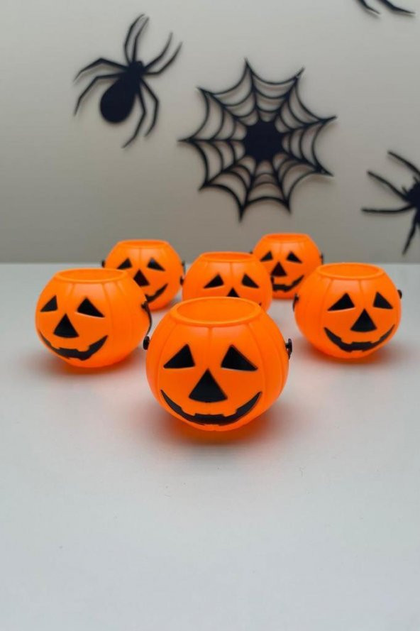 Beysüs Cadılar Bayramı Halloween Balkabağı Mini Şeker Kovası 6 Lı
