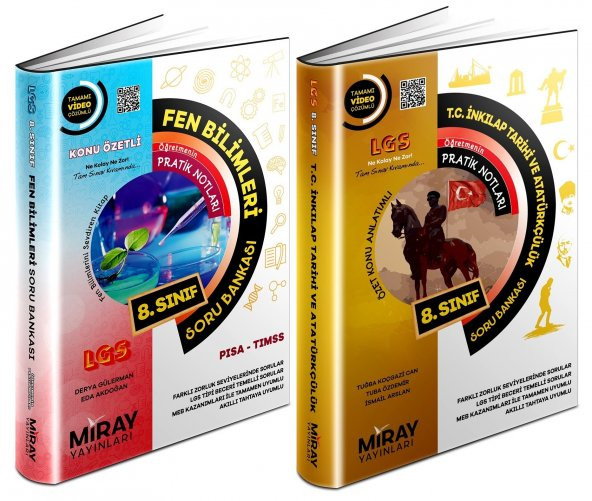 Miray 8. Sınıf Lgs Fen Bilimleri + İnkılap Soru Seti 2 Kitap 2023