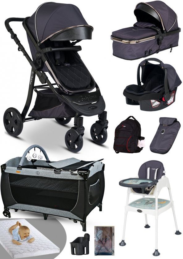 Ekonomi Paket 10 İn 1 Baby Home 985 Travel Sistem Bebek Arabası 560 Oyun Parkı Yatak Beşik 1450 Mama Sandalyesi - 2