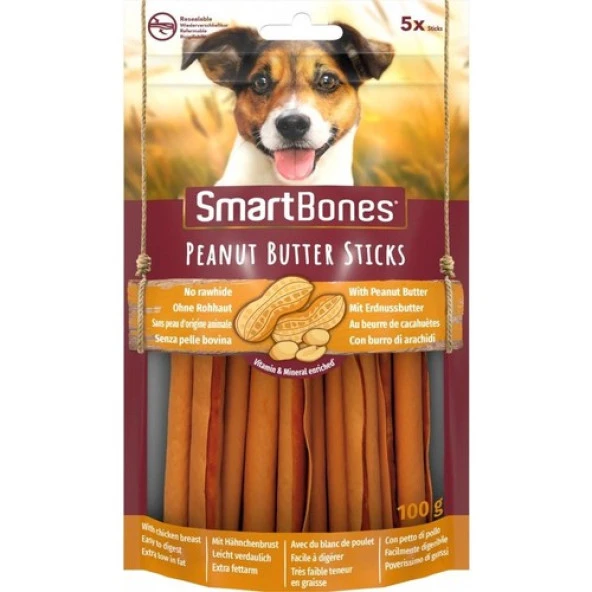 SmartBones Fıstık Ezmeli Stick Köpek Ödülü 5’li 100gr