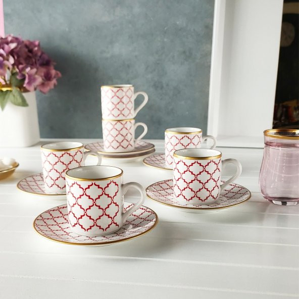 Regna Home Harmony Luna Kırmızı 6 Kişilik Kahve Fincan Takımı (HBF-12-KFT-LUN-K ) - 2