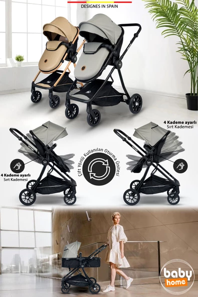 Baby Home Ekonomi Paket 10 In 1 1010 Travel Sistem Bebek Arabası 560 Oyun Parkı Yatak Beşik Ve Mama Sandalyesi - 5