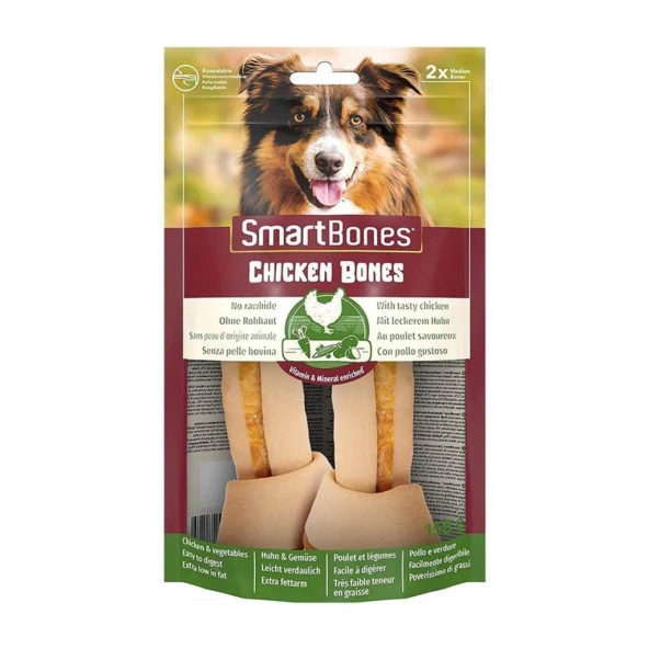 SmartBones Chicken Bones Orta Irk Köpekler İçin Tavuklu Düğümlü Kemik 2'li 158gr