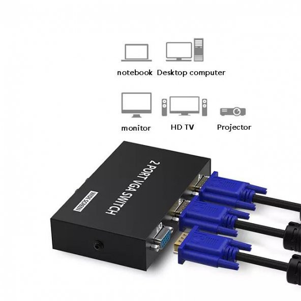 PrimeX PX-1260 2 Port Vga Switch, Vga Splitter, Manuel Vga Switch 2 port (2 PC 1 Ekran) - 9