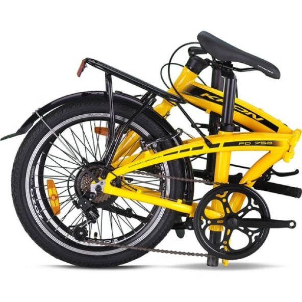 Kron Fd 750 V Fren 20 Jant Profesyonel Katlanabilir Bisiklet - 2021Sarı - Beyaz - Siyah - Resim 2