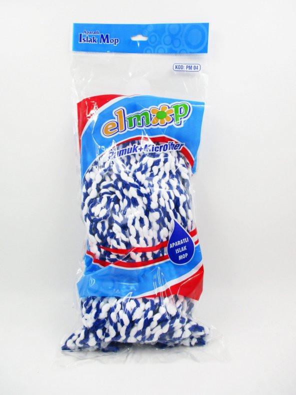 Elmop PM06 Mikrofiber Pamuk Yedek Havlu Dar Islak Mop - Mop Başlığı - Paspas Ucu - 17 Cm. - 1 Adet