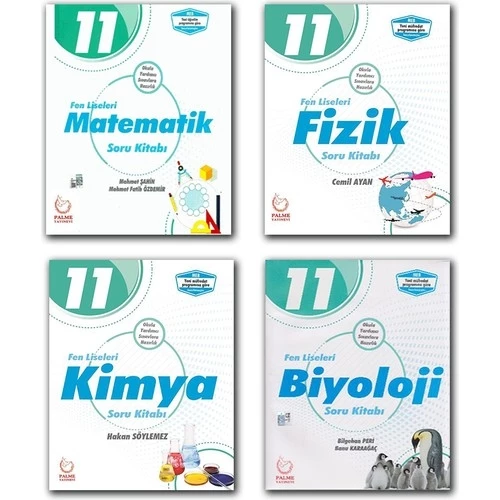 Palme Yayıncılık 11. Sınıf Fen Liseleri Sayısal Soru Bankası Set 4 Kitap Matematik Fizik Kimya Biyoloji