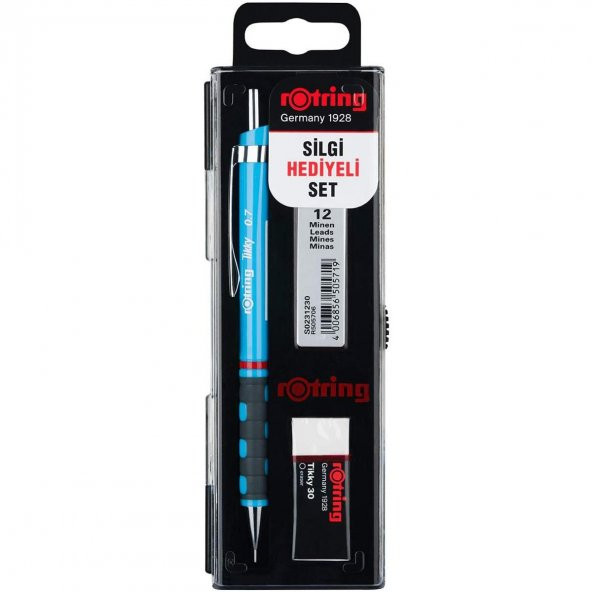 Rotring Tikky 0.7 Min Okul Seti Rotring Silgi Hediyeli Kalem Seti Rotring Sınav Seti Açık Mavi