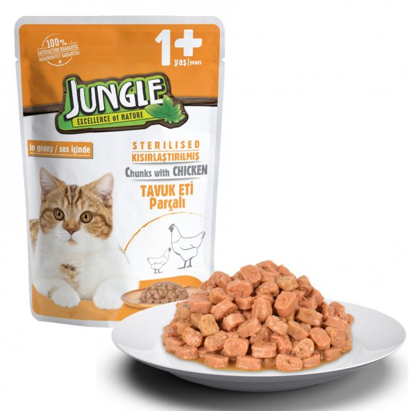 Jungle 24 Adet Kısır Kedi Tavuklu 100 g Pouch Skt :09/2024