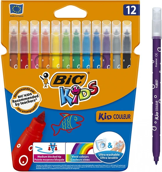 Bic Kids Kid Couleur Ultra Yıkanabilir 12'li Keçeli Boya Kalemi / ‎920293 ürün görseli