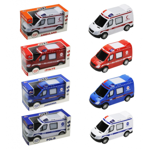 4 Adet Pilli Oyuncak Araba - Polis. Jandarma. Ambulans. İtafiye - 3