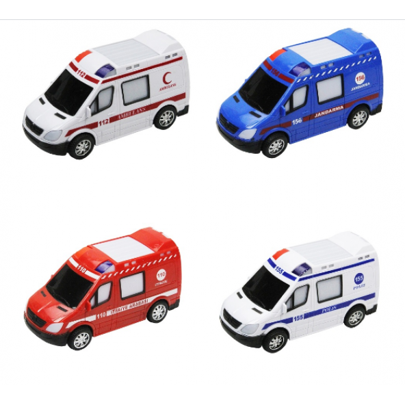 4 Adet Pilli Oyuncak Araba - Polis. Jandarma. Ambulans. İtafiye - 4