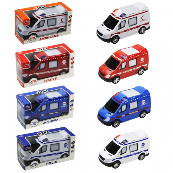 4 Adet Pilli Oyuncak Araba - Polis. Jandarma. Ambulans. İtafiye - 6