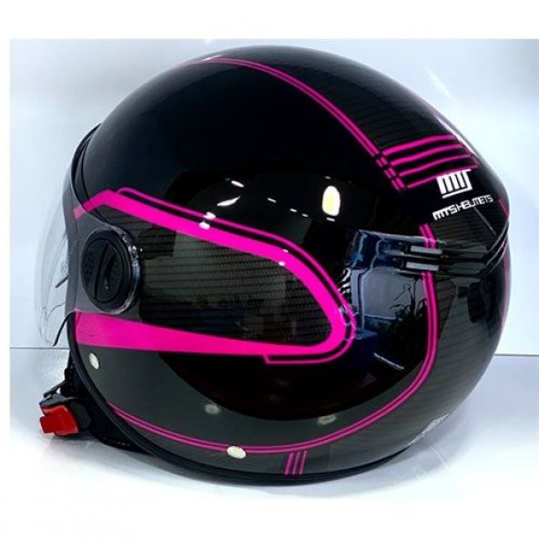 Mts 809A Güneş Vizörlü Açık Kask (Siyah-Pembe) - 3