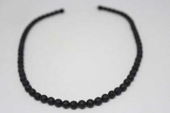 Lav Taşı Kolye 6 mm Kehribar Klipsli