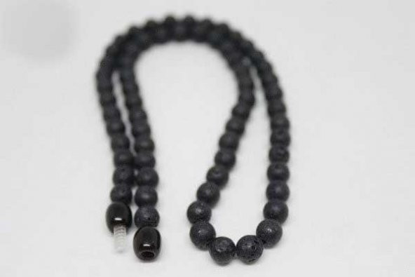 Lav Taşı Kolye 6 mm Kehribar Klipsli - Resim 2