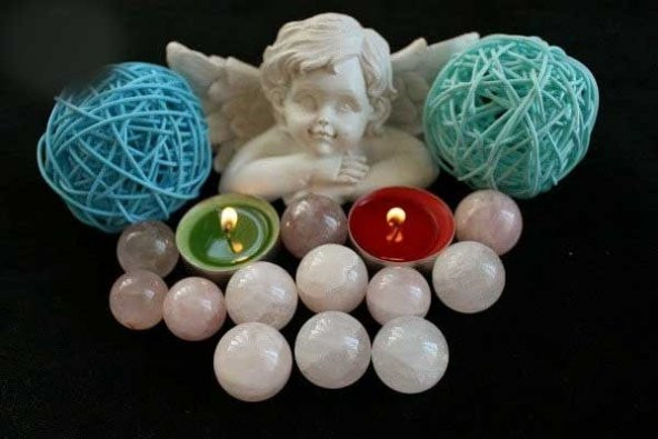 Pembe Kuvars Taşı Küre - Resim 4