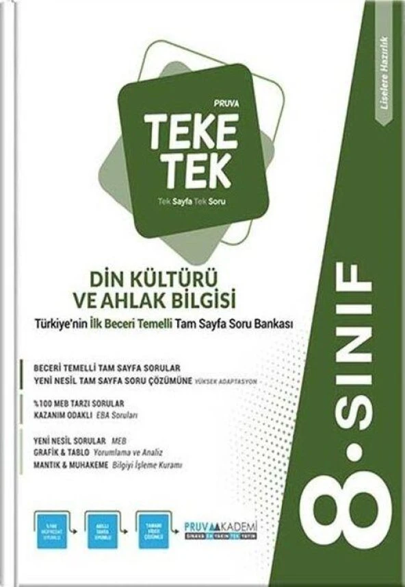 8. Sınıf Din Kültürü ve Ahlak Bilgisi Teke Tek Pruva Akademi - 1