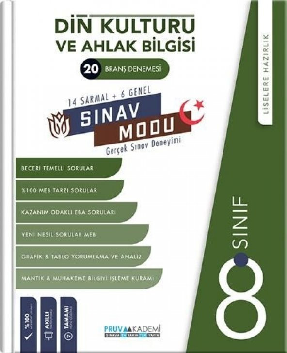 8. Sınıf Din Kültürü ve Ahlak Bilgisi Sınav Modu 20 Deneme Pruva Akademi