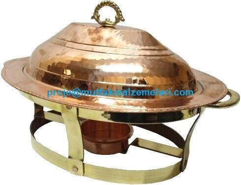 Isıtıcılı Dekoratif Bakır Servis Tabağı