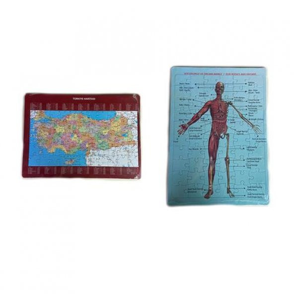 2Li Puzzle Set Türkiye Haritası 50 parça ve İnsan Anatomisi 60 parça