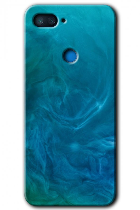 Xiaomi Mi 8 Lite Kılıf HD Desen Baskılı Arka Kapak - Mavi Aura