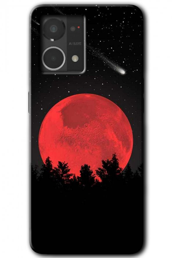 Oppo Reno 7 4G Kılıf HD Desen Baskılı Arka Kapak - Kanlı Ay