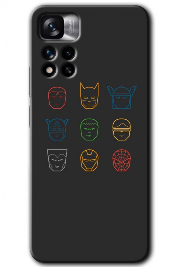 Redmi Note 11 Pro Plus 5G Kılıf HD Desen Baskılı Arka Kapak - Avengers Minimalism - 1