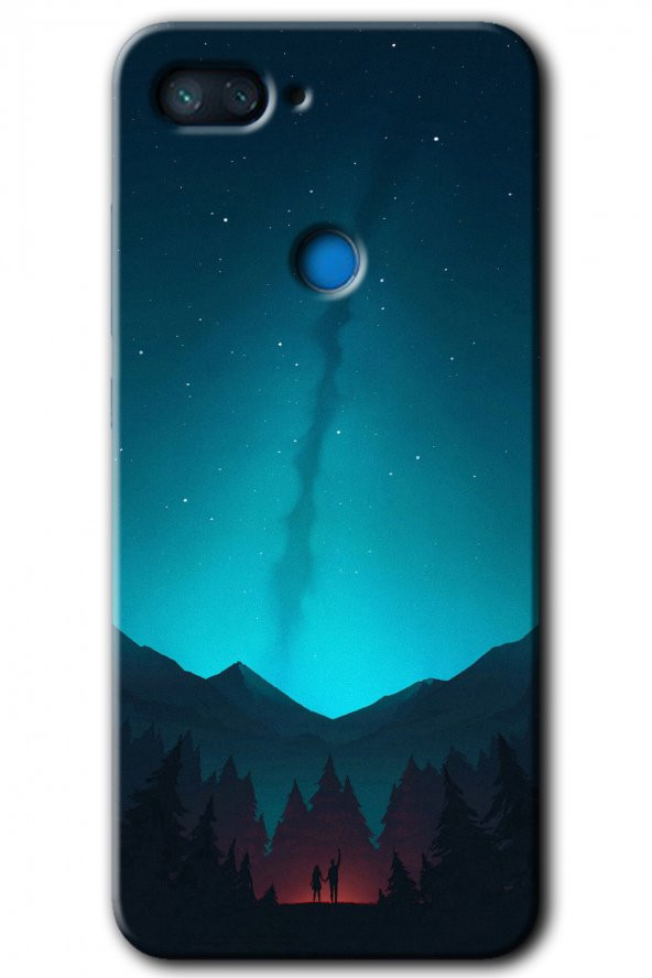 Xiaomi Mi 8 Lite Kılıf HD Desen Baskılı Arka Kapak - Night Fores Mount