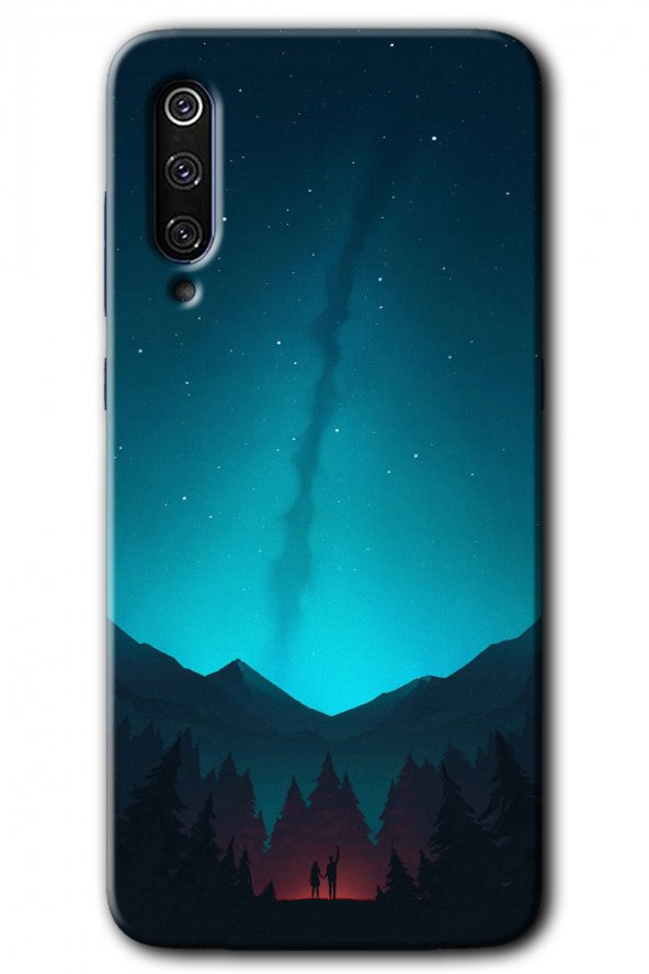 Xiaomi Mi 9 Kılıf HD Desen Baskılı Arka Kapak - Night Fores Mount