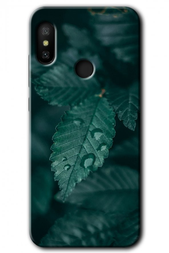Redmi Note 6 Pro Kılıf HD Desen Baskılı Arka Kapak - Yağmurlu Yaprak