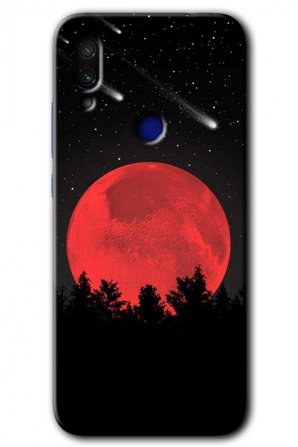 Redmi Note 7 Kılıf HD Desen Baskılı Arka Kapak - Kanlı Ay