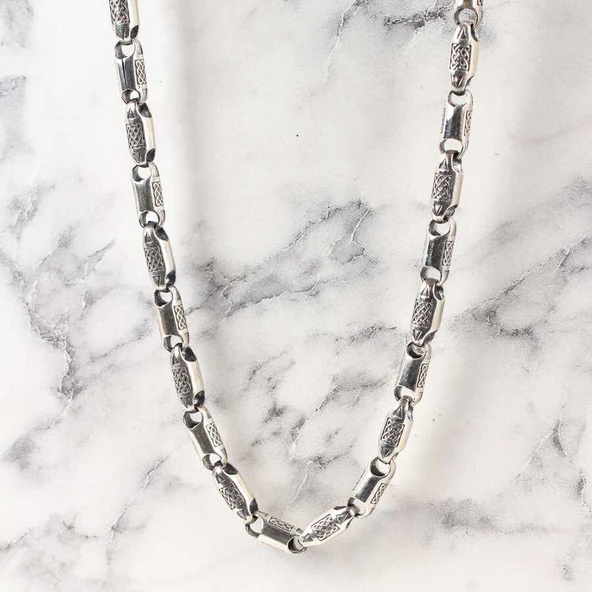 925 Ayar Gümüş 66 cm Döküm İşlemeli Zincir Kolye ürün görseli 1