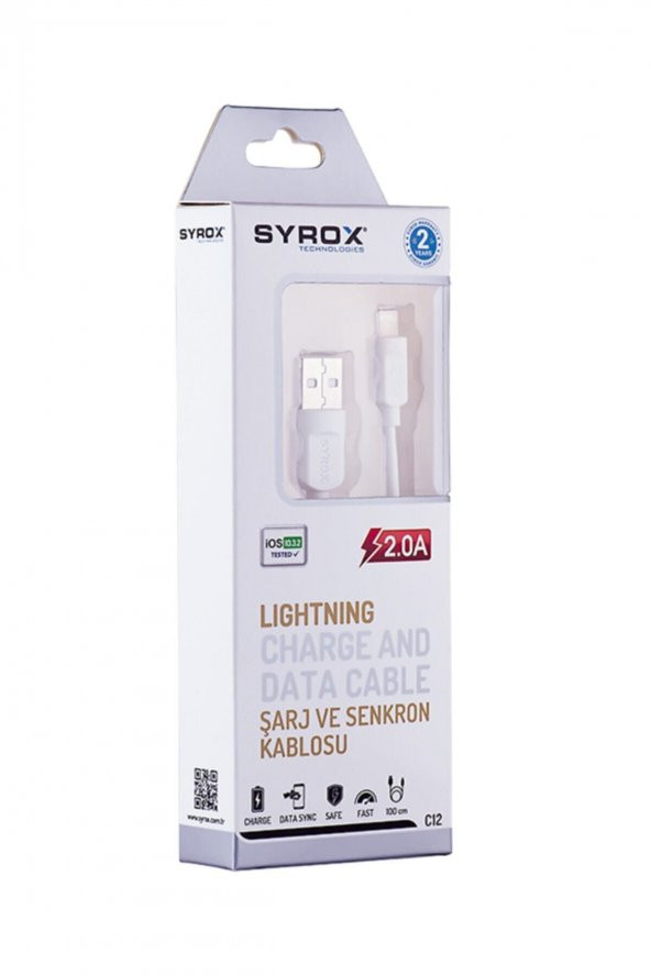 Syrox C-12 Iphone Lıghtning 2,0a Usb Kablo