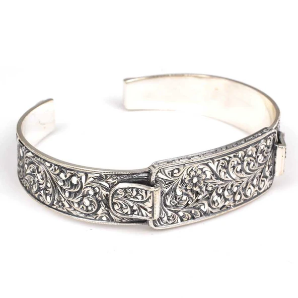 925 Ayar Gümüş Elişi Kalemli Künye Bilezik - Resim 2